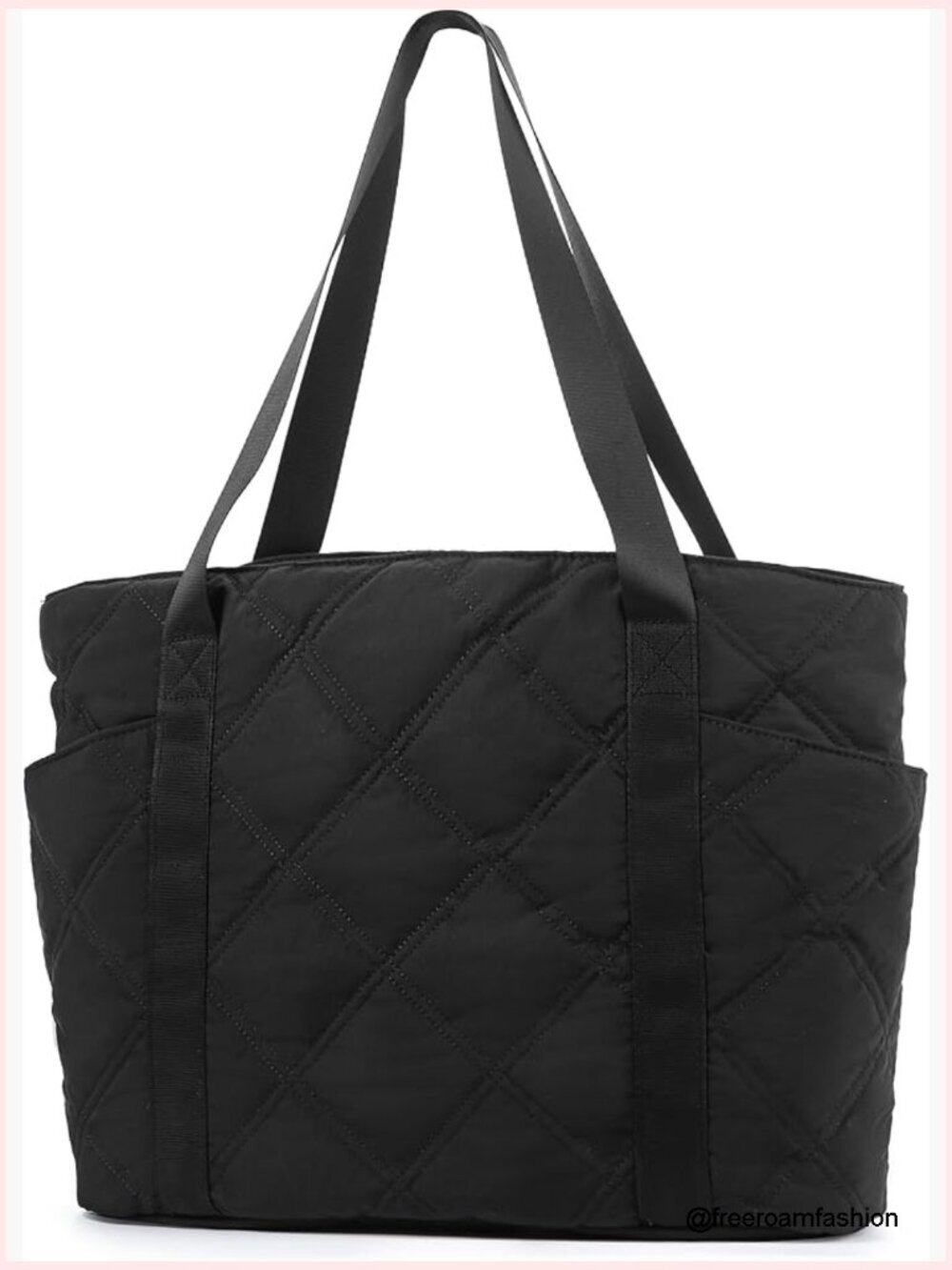 Lightweight Quilted Tote Bag with Laptop Compartment Luggage Strap